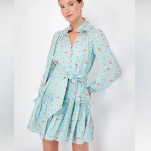 HUNTER BELL Blakely Dress - Blue Ikat Flower w/ Belt